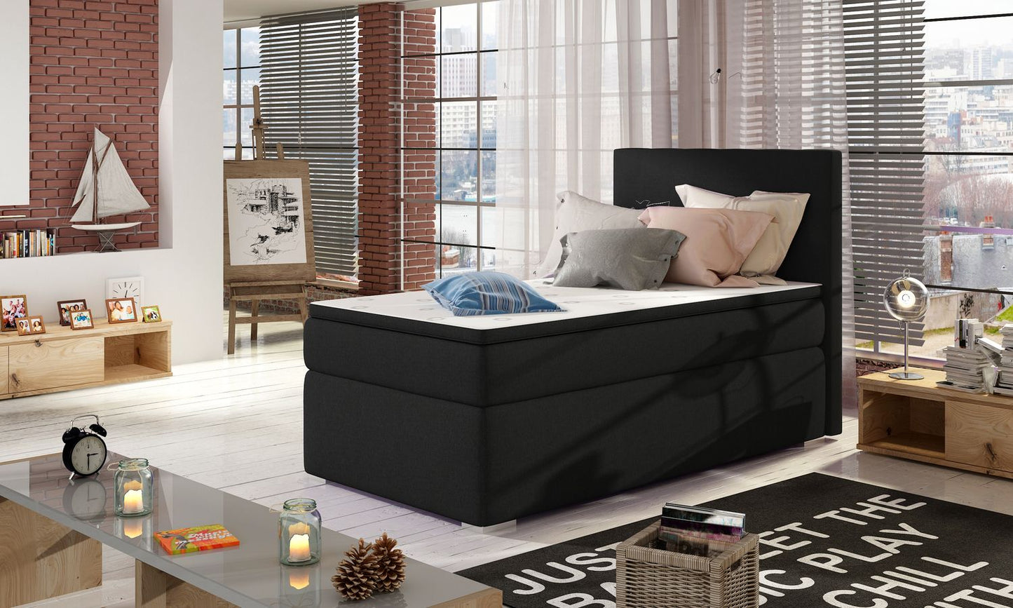 Continental Single Bed Rocco 1 | size: Length: 205cm, Width: 90cm, Height: 126cm | color: Sawana | image: 1 | variant: 1010373