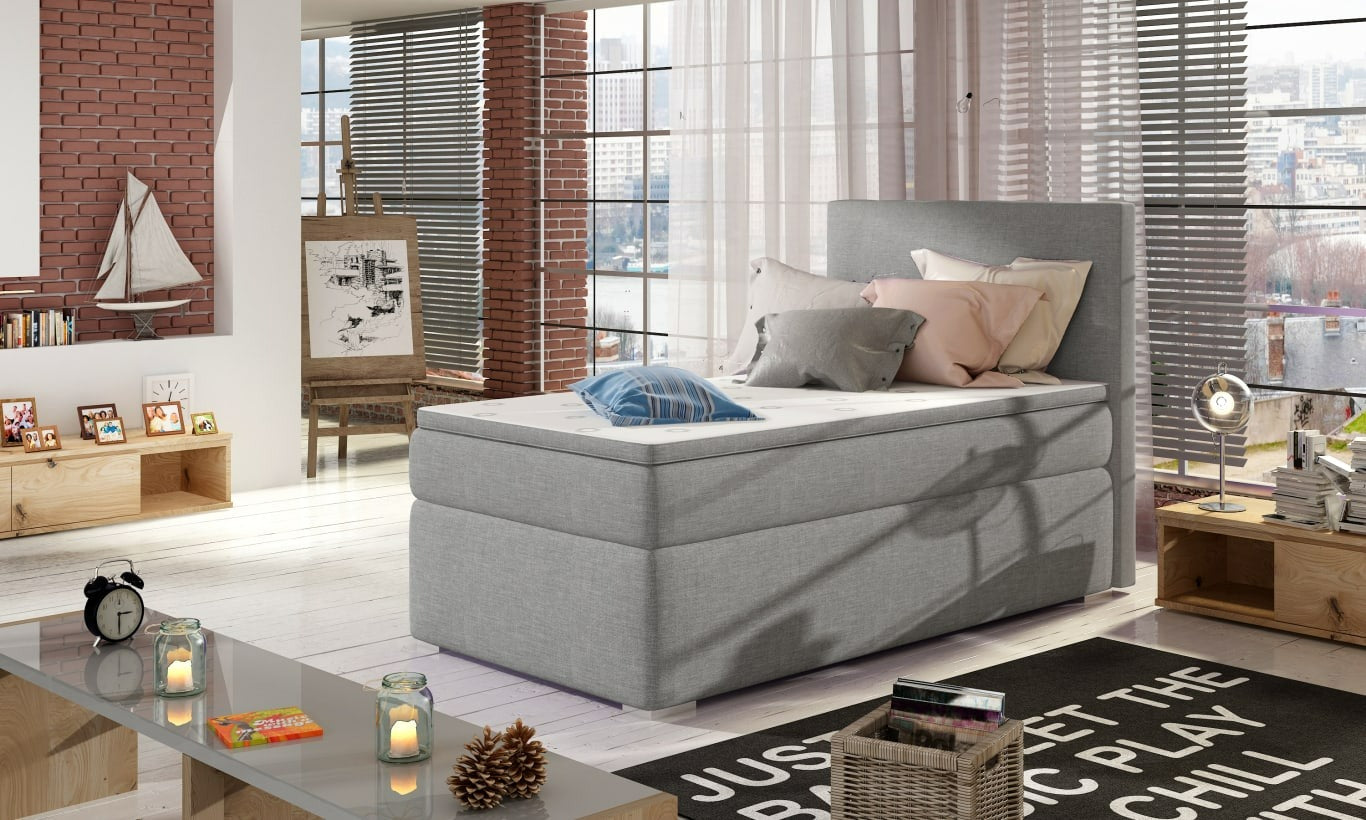 Continental Single Bed Rocco | size: Length: 205cm, Width: 90cm, Height: 126cm | color: Sawana | image: 0 | variant: 1010364