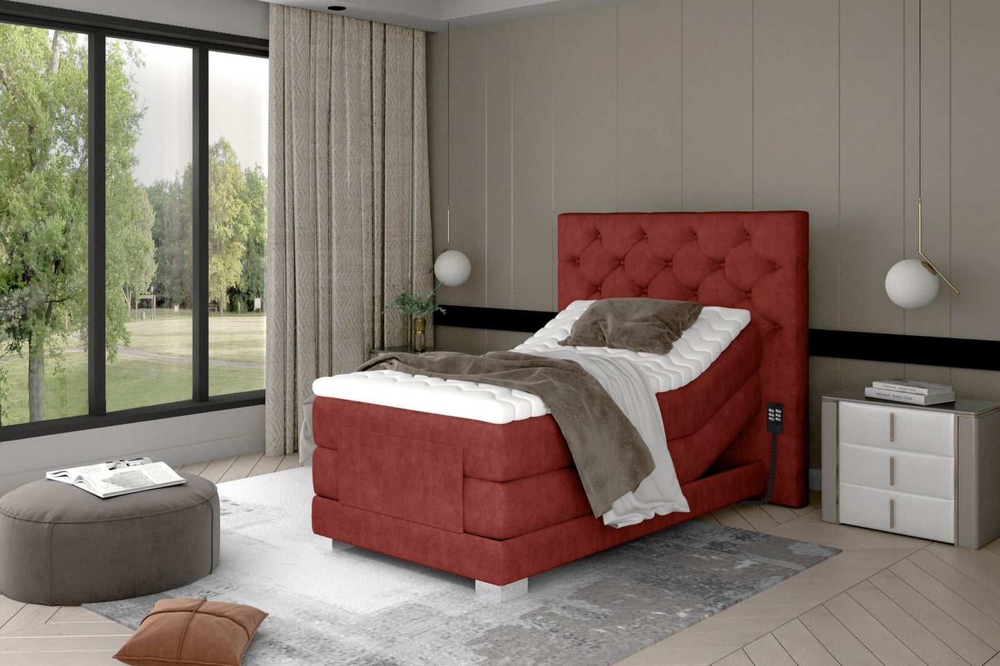 Continental Single Bed Sunderland | size: Length: 217cm, Width: 109cm, Height: 130cm | color: Dora | image: 1 | variant: 1013598
