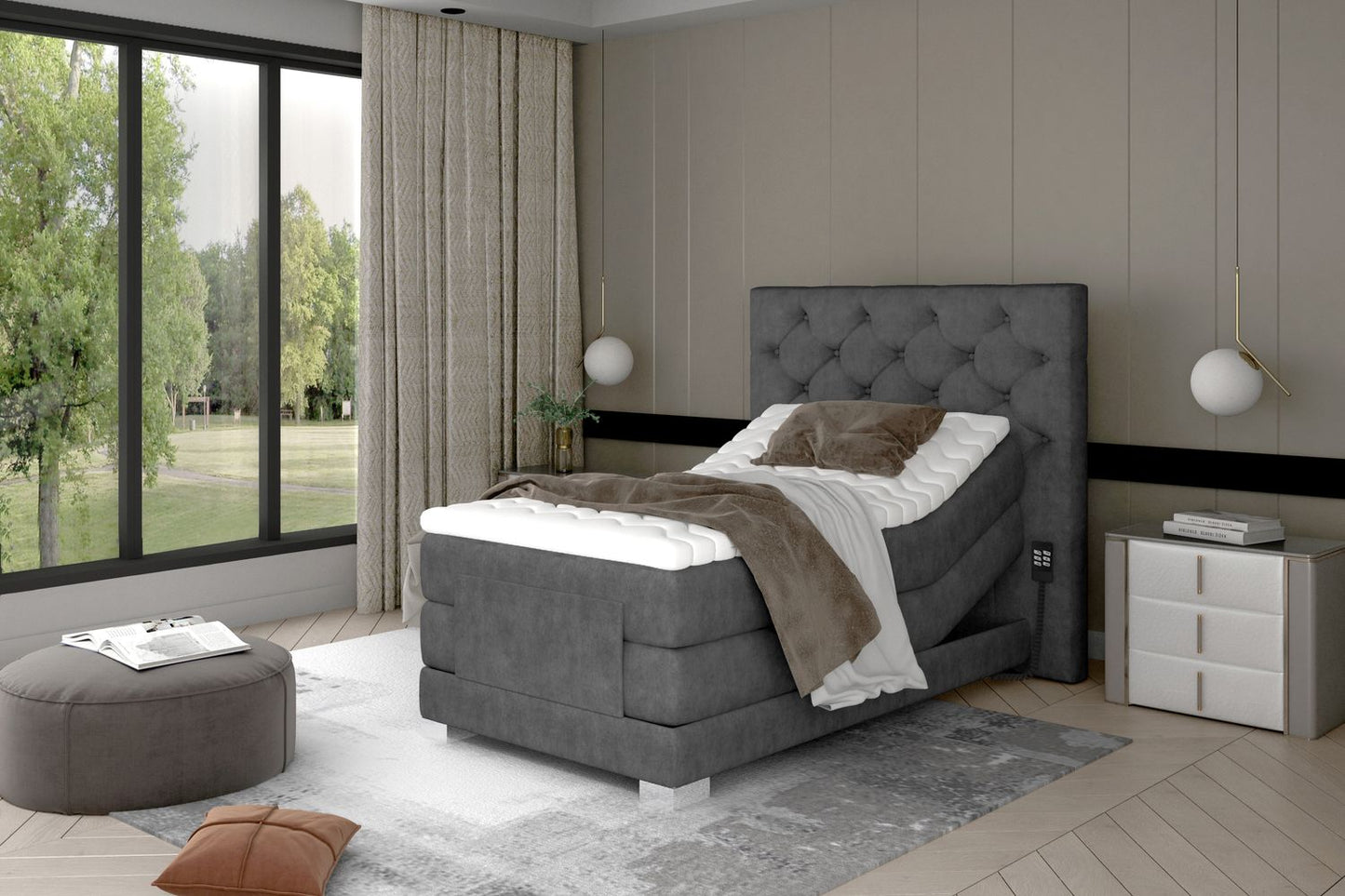 Continental Single Bed Sunderland | size: Length: 217cm, Width: 109cm, Height: 130cm | color: Dora | image: 1 | variant: 1013599