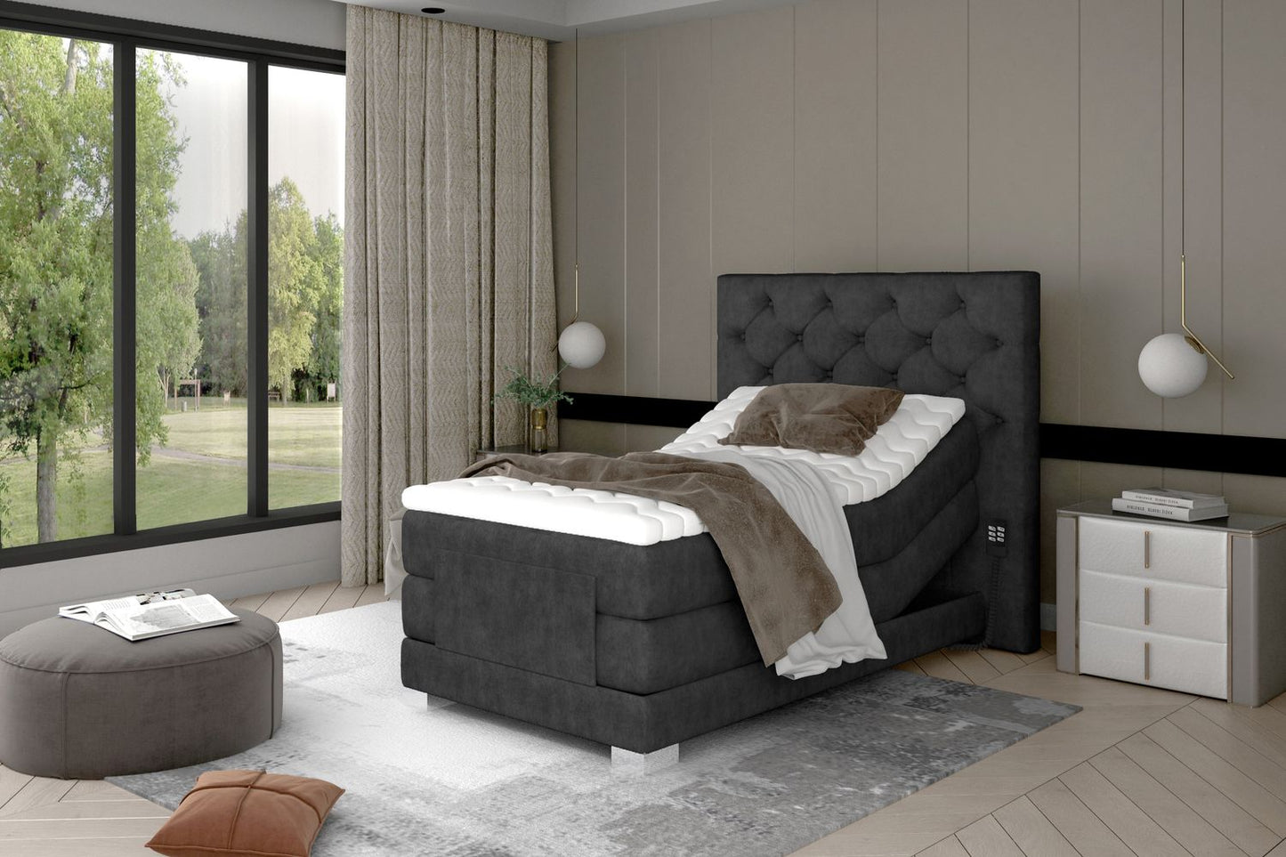 Continental Single Bed Sunderland | size: Length: 217cm, Width: 109cm, Height: 130cm | color: Dora | image: 1 | variant: 1013600