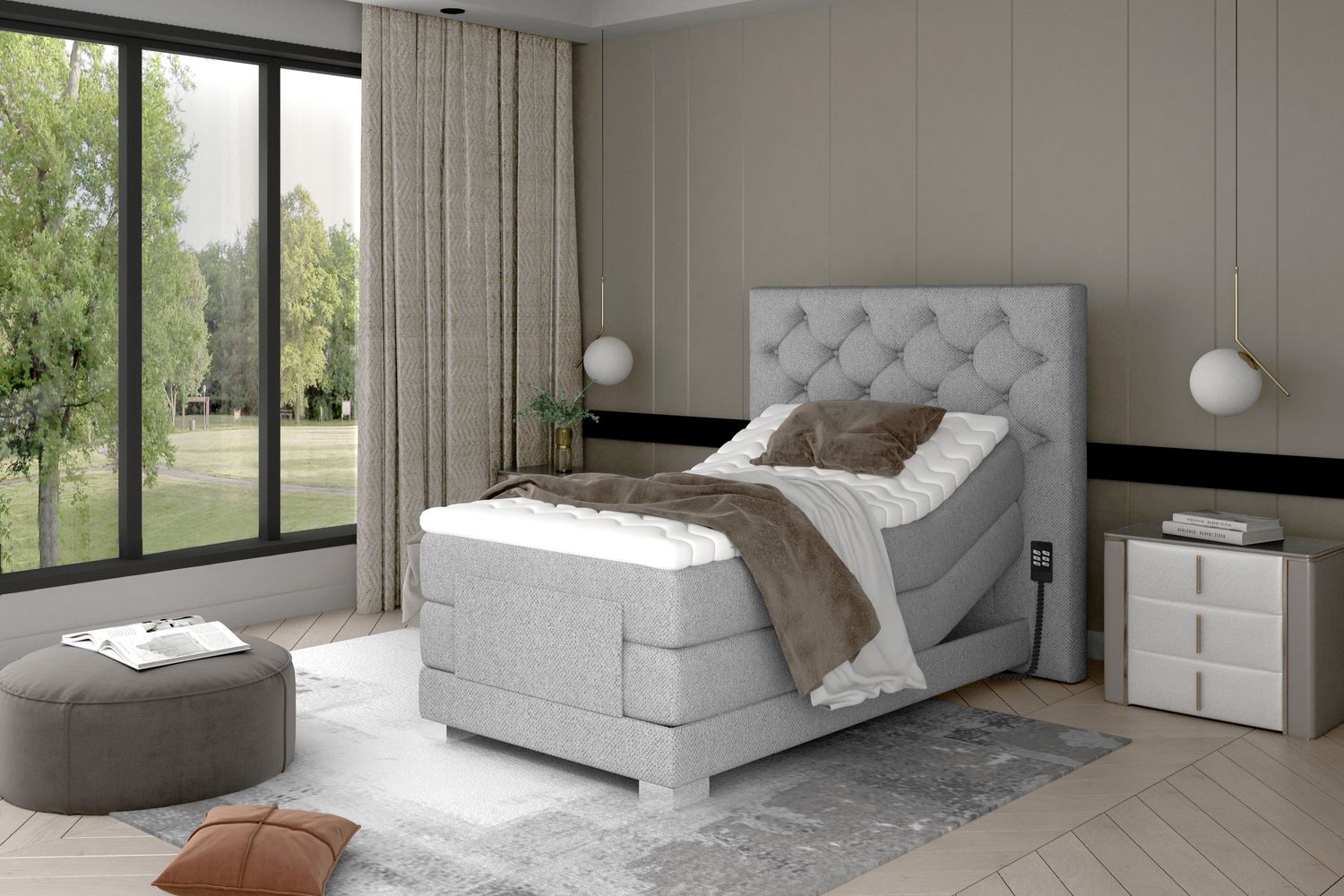 Continental Single Bed Sunderland | size: Length: 217cm, Width: 109cm, Height: 130cm | color: Grande | image: 1 | variant: 1013601
