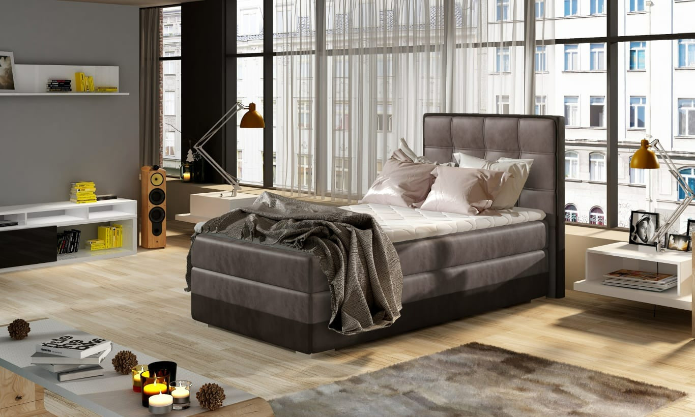Continental Single Bed Torquay | size: Length: 205cm, Width: 95cm, Height: 118cm | color: Monolith | image: 0 | variant: 1013563
