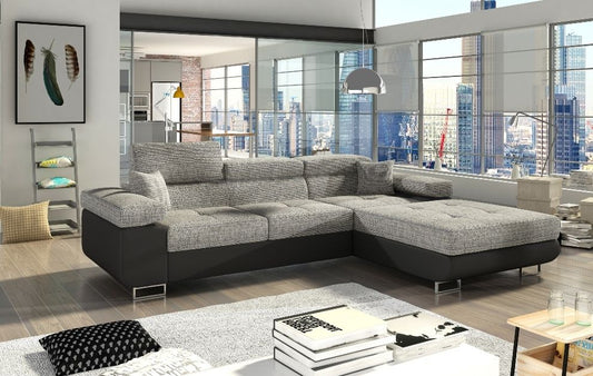 Corner Sleeper Sofa Armando | size: Width: 280cm, Height: 90cm, Depth: 205cm | color: Black/Grey | image: 0 | variant: 1000770