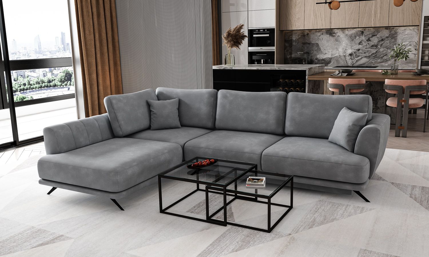 Corner Sleeper Sofa Aviemore 2 | size: Width: 276cm, Height: 90cm, Depth: 191cm | color: Nube | image: 1 | variant: 1015763