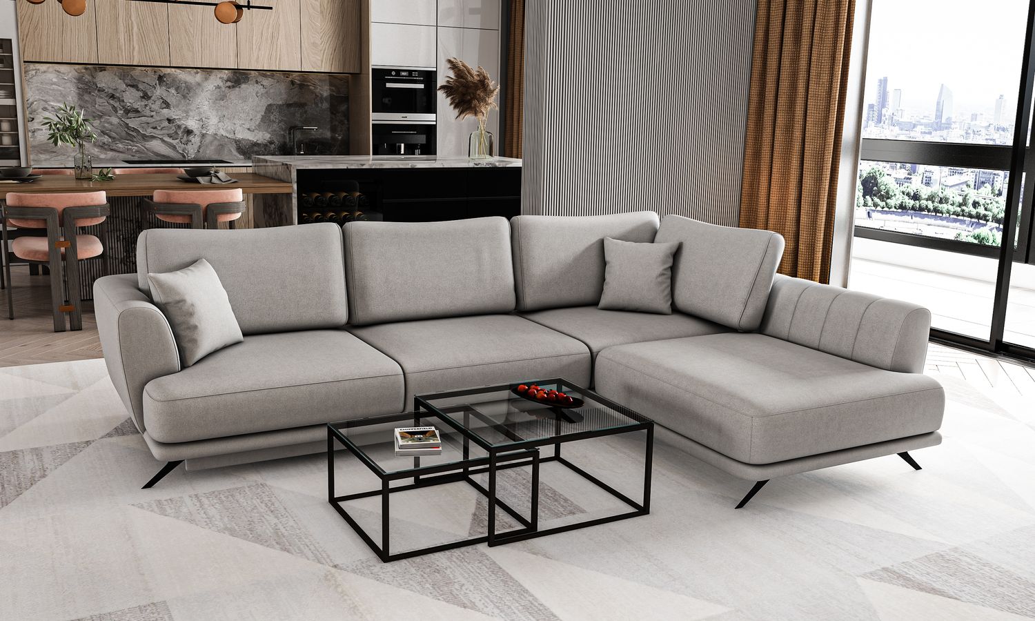 Corner Sleeper Sofa Aviemore 48 | size: Width: 276cm, Height: 90cm, Depth: 191cm | color: Sola | image: 1 | variant: 1015809