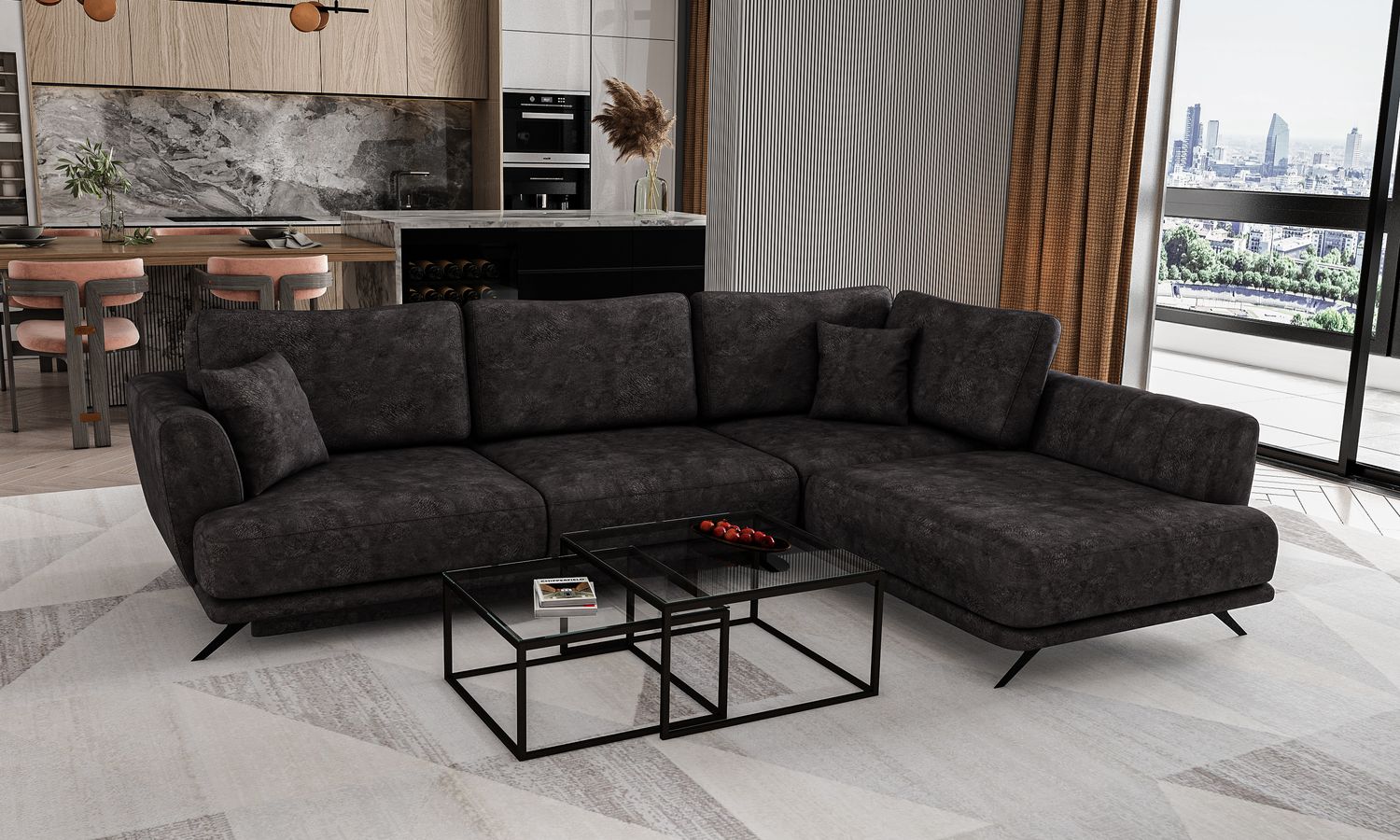 Corner Sleeper Sofa Aviemore 53 | size: Width: 276cm, Height: 90cm, Depth: 191cm | color: Leve | image: 1 | variant: 1015814