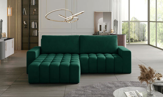 Corner Sleeper Sofa Bonett 4 | size: Width: 250cm, Height: 92cm, Depth: 175cm | color: Green | image: 1 | variant: 1014197