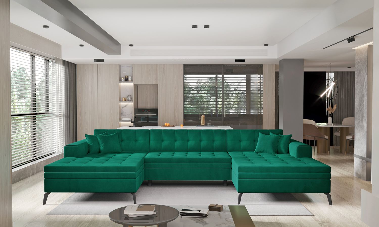 Corner Sleeper Sofa Boston 18 | size: Width: 350cm, Height: 93cm, Depth: 170cm | color: Nube | image: 1 | variant: 1016366