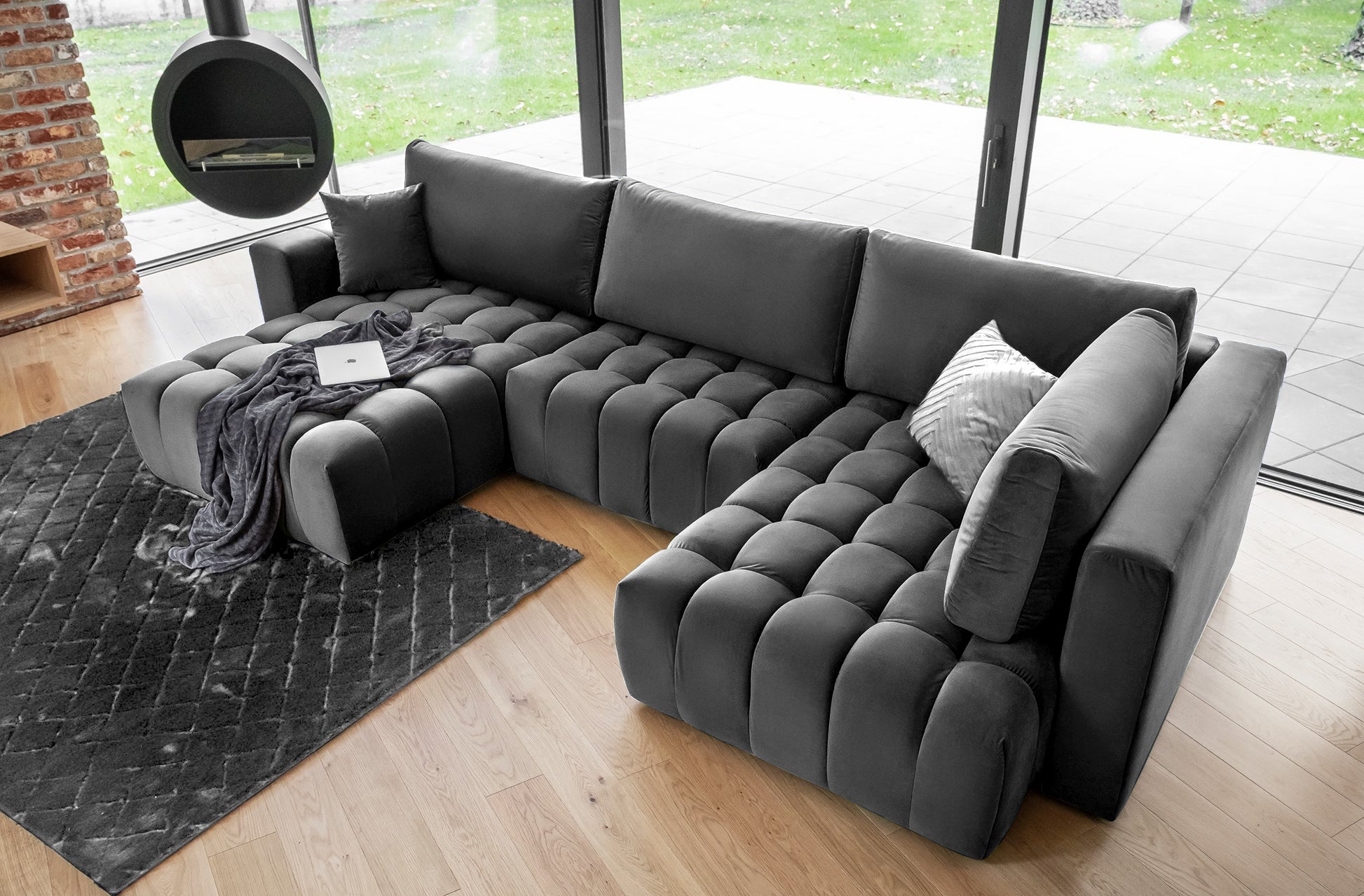 Corner Sleeper Sofa Canterbury 5 | size: Width: 350cm, Height: 92cm, Depth: 175cm | color: Nube | image: 1 | variant: 1015217
