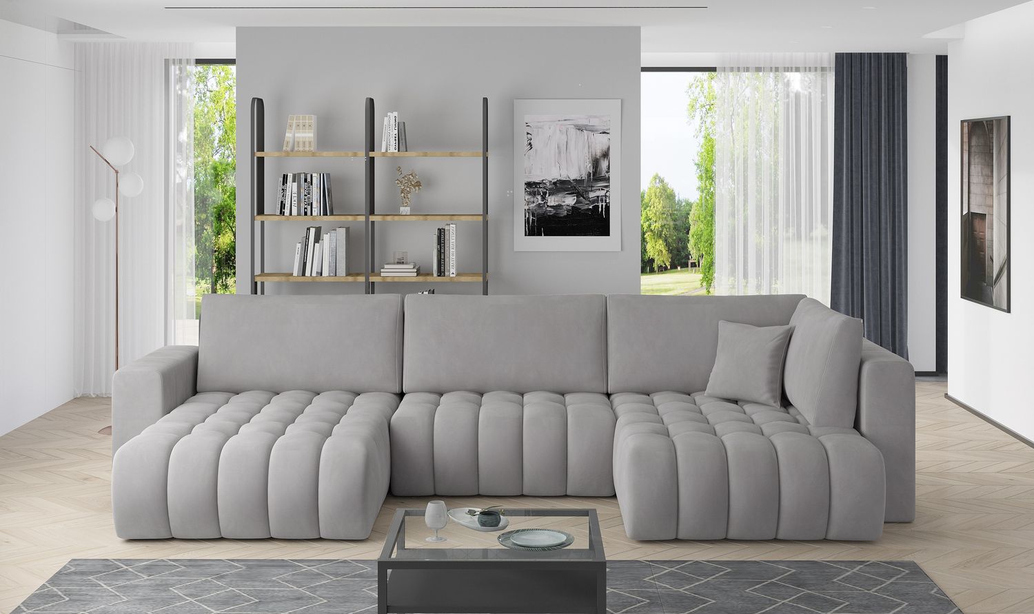 Corner Sleeper Sofa Canterbury | size: Width: 350cm, Height: 92cm, Depth: 175cm | color: Nube | image: 1 | variant: 1015212