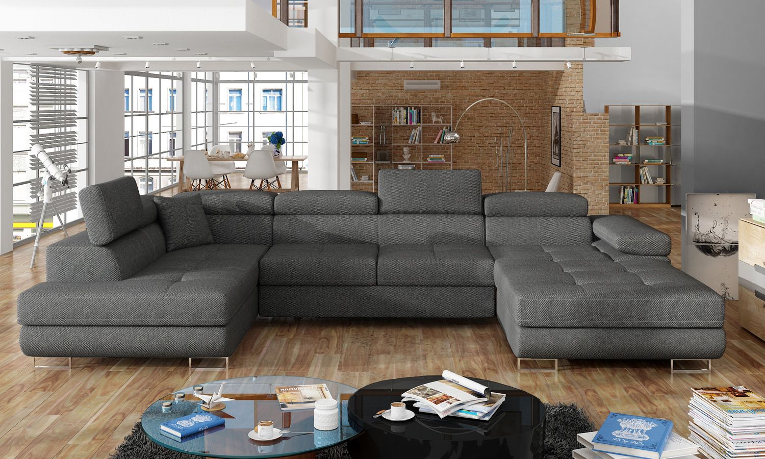 Corner Sleeper Sofa Carlisle 19 | size: Width: 345cm, Height: 90cm, Depth: 58cm | color: Inari | image: 1 | variant: 1017333