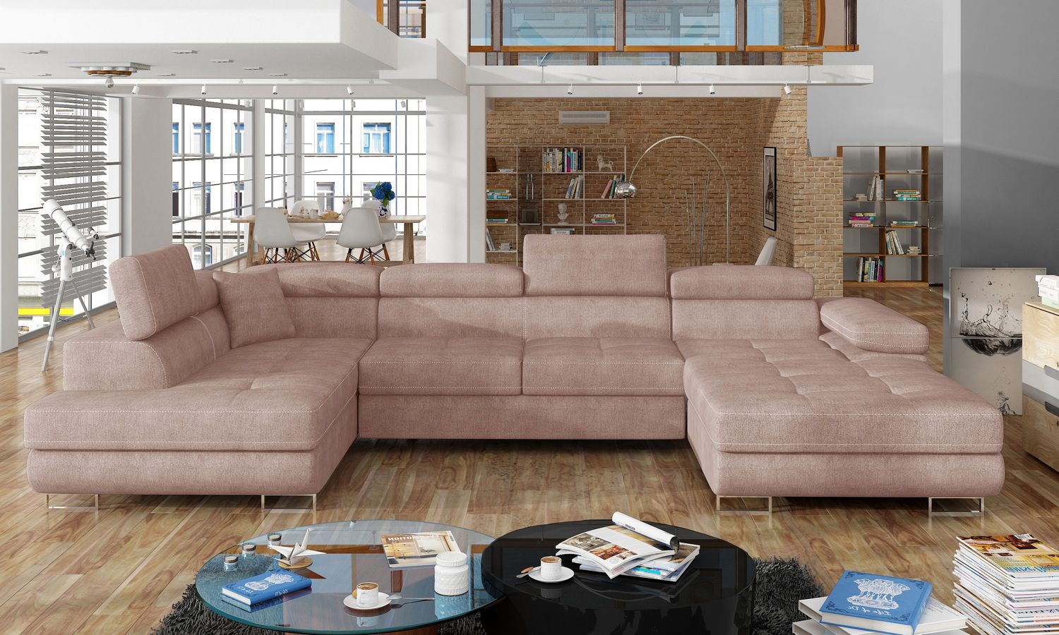 Corner Sleeper Sofa Carlisle 29 | size: Width: 345cm, Height: 90cm, Depth: 58cm | color: Omega | image: 1 | variant: 1017343