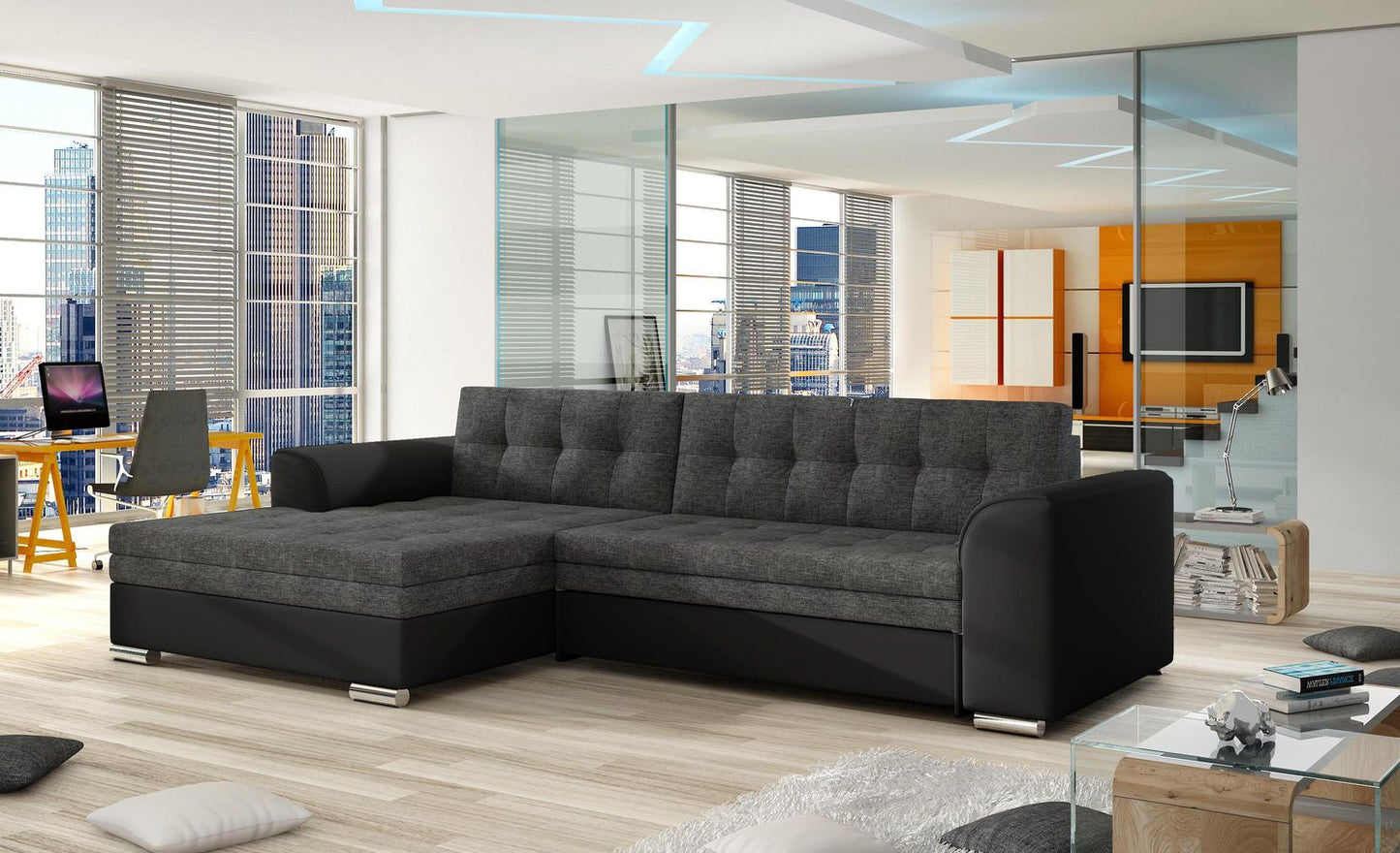 Corner Sleeper Sofa Conforti 11 | size: Width: 275cm, Height: 87cm, Depth: 165cm | color: Sawana/Soft | image: 1 | variant: 1014255