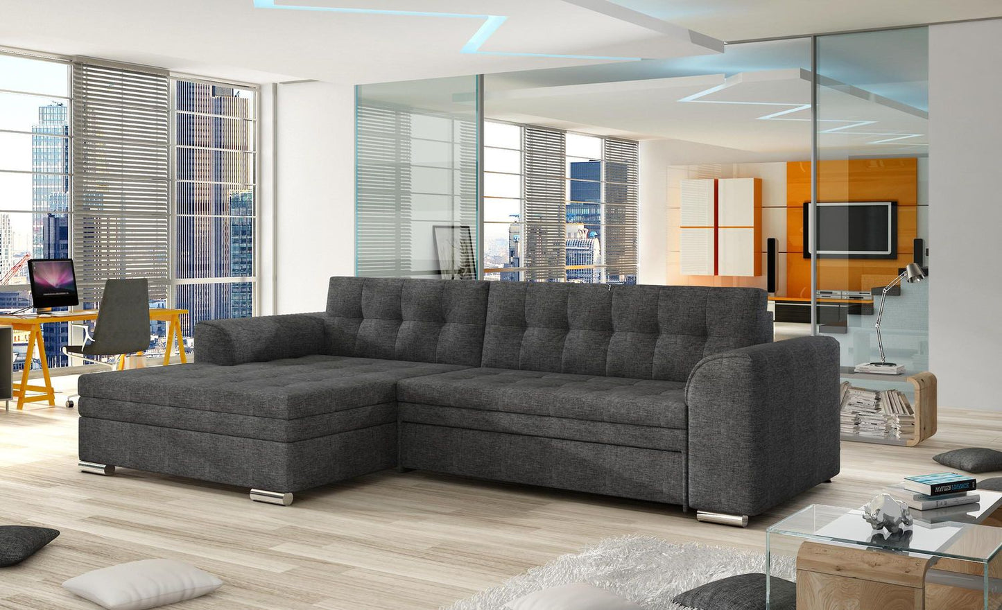 Corner Sleeper Sofa Conforti 20 | size: Width: 275cm, Height: 87cm, Depth: 165cm | color: Sawana | image: 1 | variant: 1014264