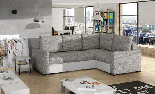 Corner Sleeper Sofa Corona | size: Width: 235cm, Height: 90cm, Depth: 162cm | color: White/Grey | image: 0 | variant: 1001023