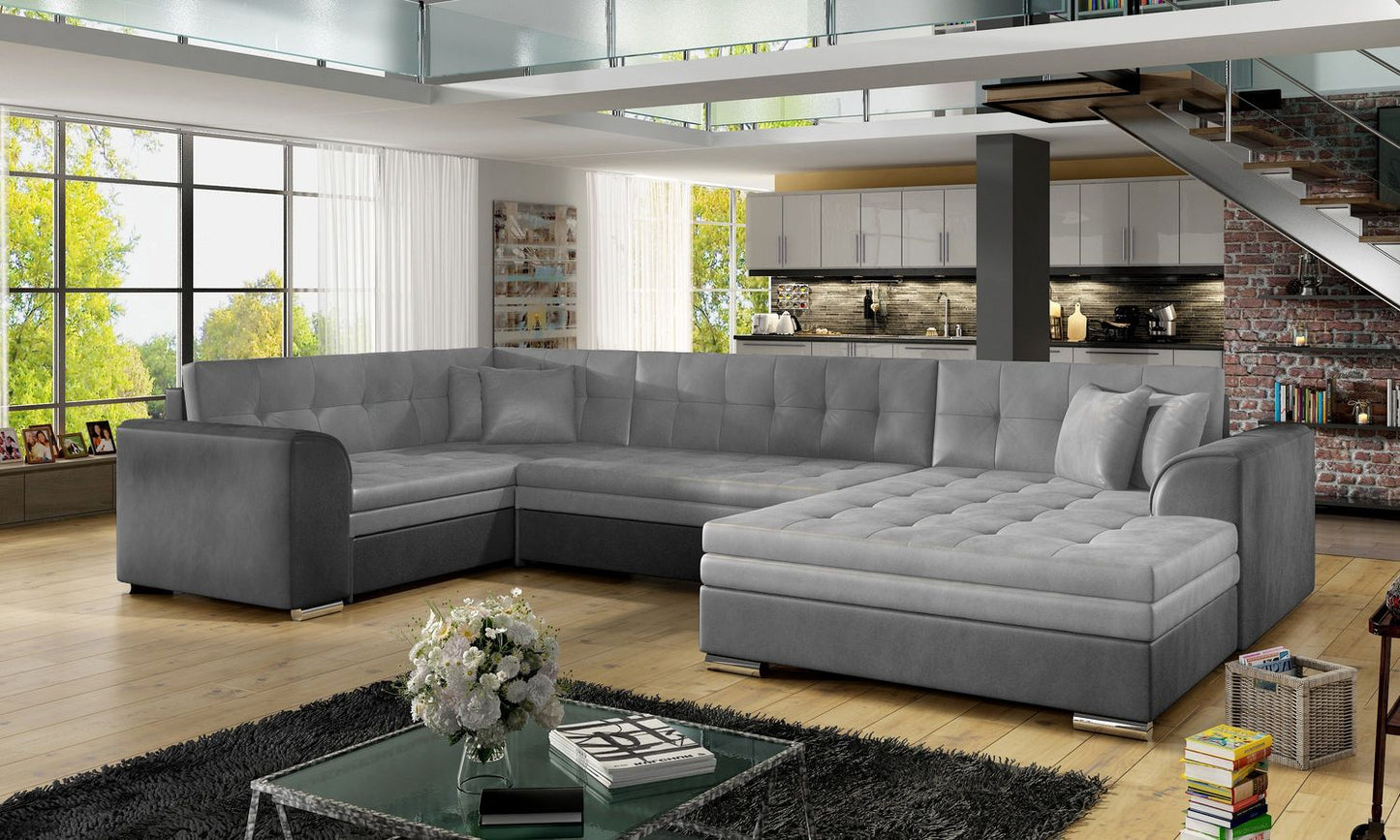 Corner Sleeper Sofa Damario 10 | size: Width: 338cm, Height: 78cm, Depth: 189cm | color: Monolith | image: 1 | variant: 1015431