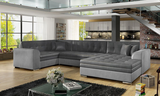 Corner Sleeper Sofa Damario 11 | size: Width: 338cm, Height: 78cm, Depth: 189cm | color: Monolith | image: 1 | variant: 1015432