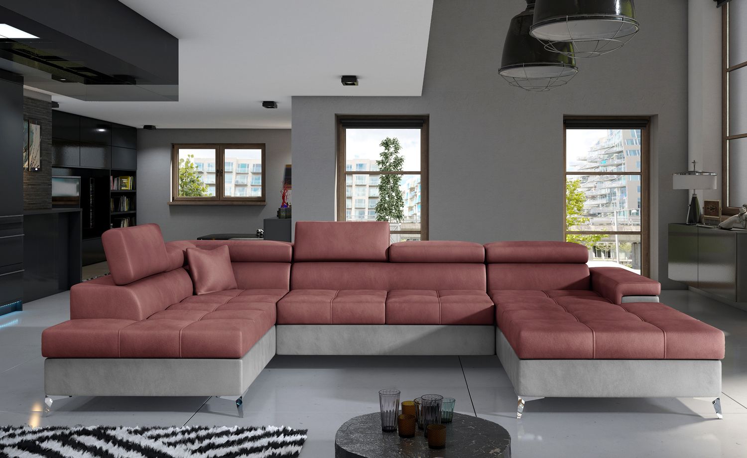 Corner Sleeper Sofa Eduardo 13 | size: Width: 345cm, Height: 90cm, Depth: 60cm | color: Monolith | image: 1 | variant: 1015451