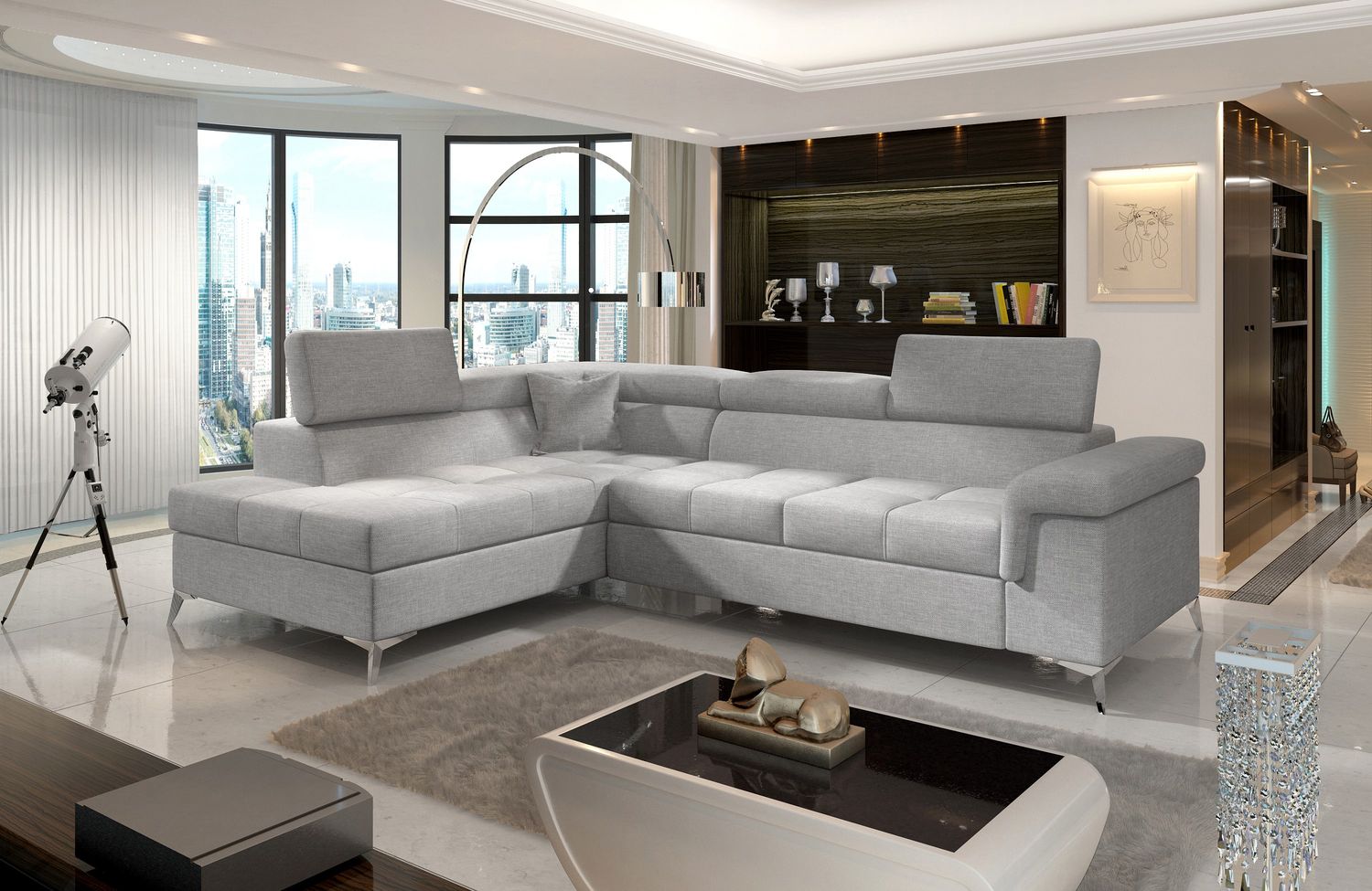 Corner Sleeper Sofa Eridano 40 | size: Width: 275cm, Height: 90cm, Depth: 202cm | color: Sawana | image: 1 | variant: 1015543