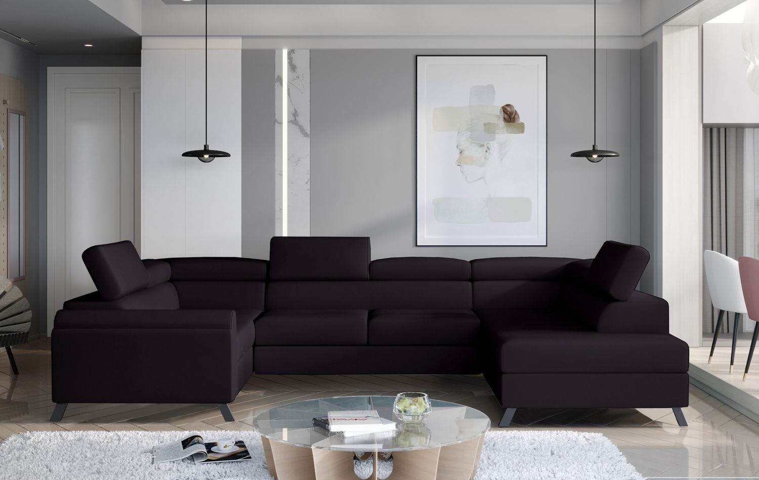 Corner Sleeper Sofa Escada 35 | size: Width: 330cm, Height: 98cm, Depth: 200cm | color: Mat/Velvet | image: 1 | variant: 1015598