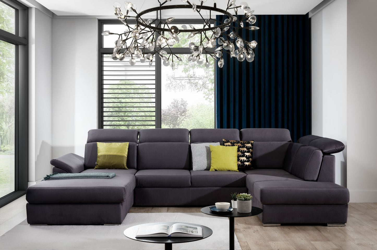 Corner Sleeper Sofa Evanell 32 | size: Width: 336cm, Height: 102cm, Depth: 216cm | color: Monolith | image: 1 | variant: 1015639