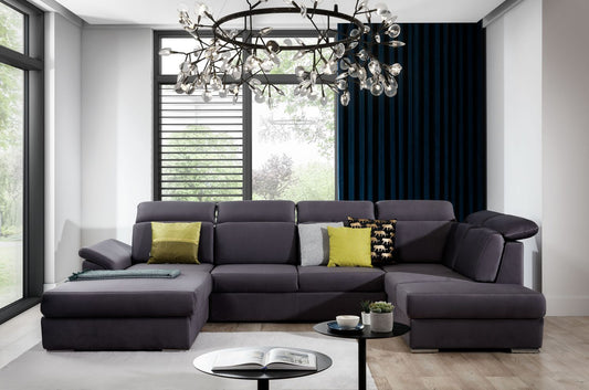 Corner Sleeper Sofa Evanell 32 | size: Width: 336cm, Height: 102cm, Depth: 216cm | color: Monolith | image: 1 | variant: 1015639