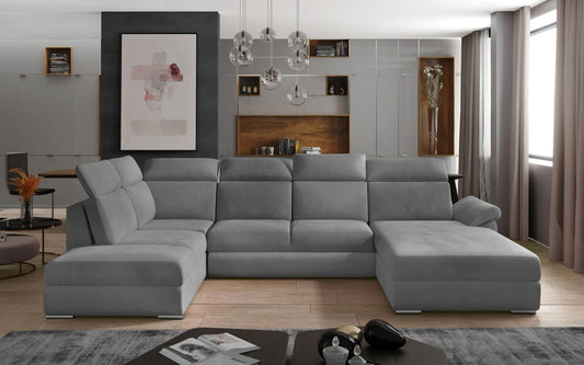 Corner Sleeper Sofa Evanell 37 | size: Width: 336cm, Height: 102cm, Depth: 216cm | color: Monolith | image: 1 | variant: 1015644