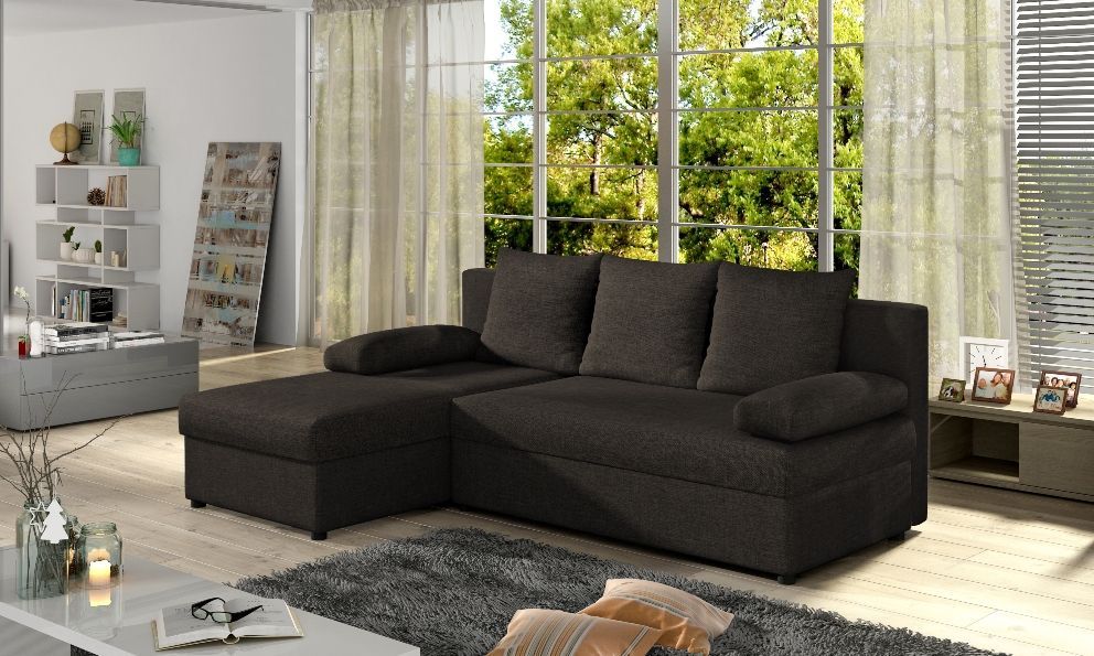 Corner Sleeper Sofa Exeter | size: Width: 206cm, Height: 90cm, Depth: 146cm | color: Brown | image: 1 | variant: 1008875