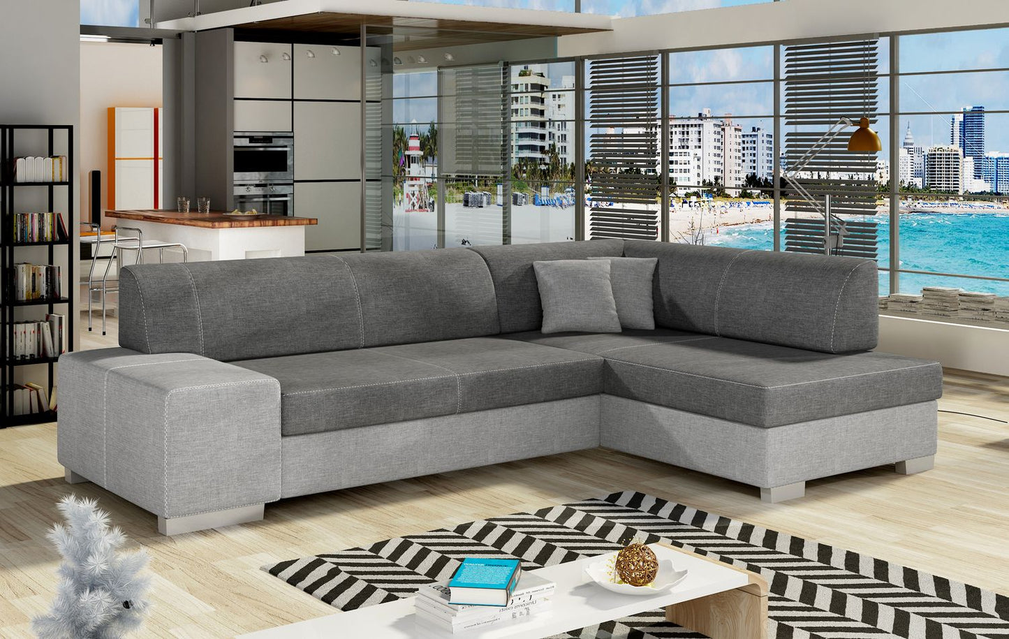 Corner Sleeper Sofa Fabio 23 | size: Width: 268cm, Height: 73cm, Depth: 167cm | color: Sawana | image: 1 | variant: 1015680