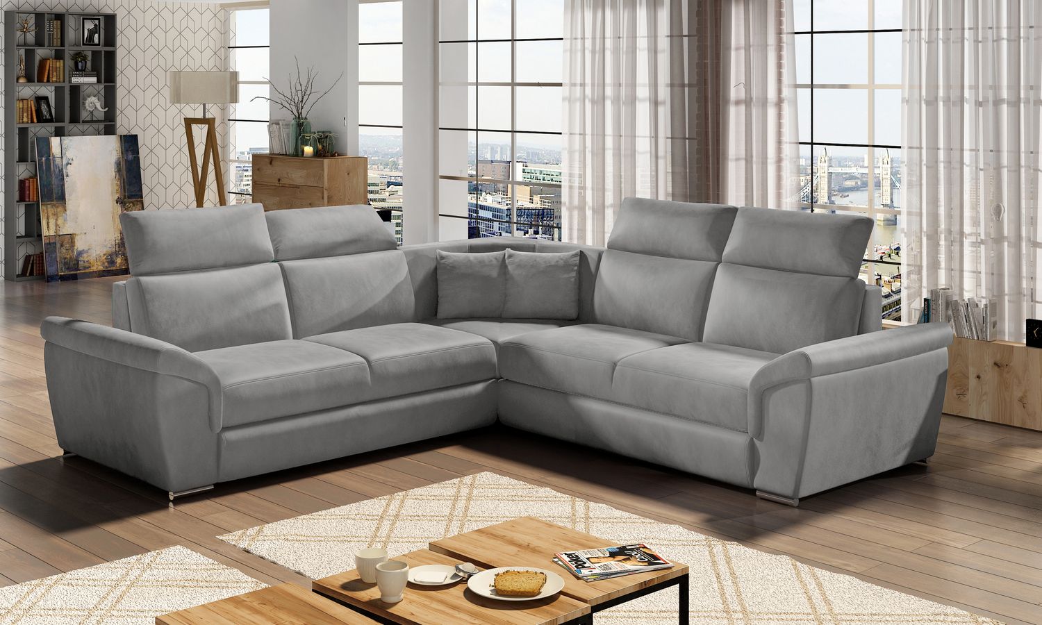 Corner Sleeper Sofa Federico 21 | size: Width: 268cm, Height: 102cm, Depth: 268cm | color: Monolith | image: 1 | variant: 1015711