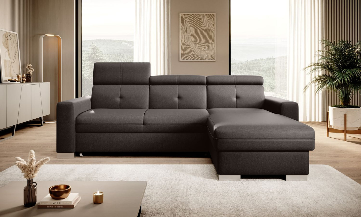 Corner Sleeper Sofa Filey 60 | size: Width: 247cm, Height: 104cm, Depth: 176cm | color: Flores | image: 1 | variant: 1015510