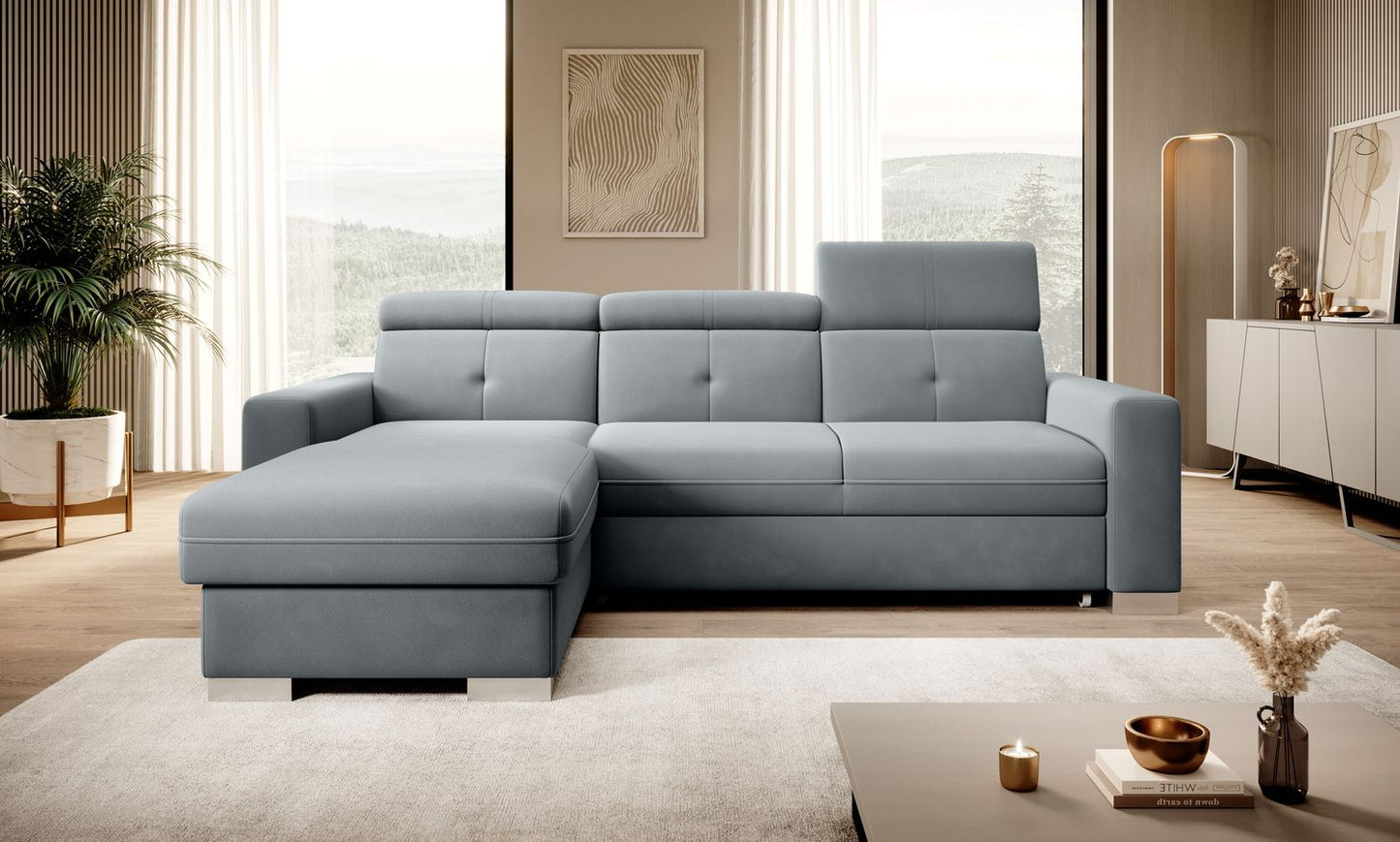 Corner Sleeper Sofa Filey 7 | size: Width: 247cm, Height: 104cm, Depth: 176cm | color: Velvetmat | image: 1 | variant: 1015457
