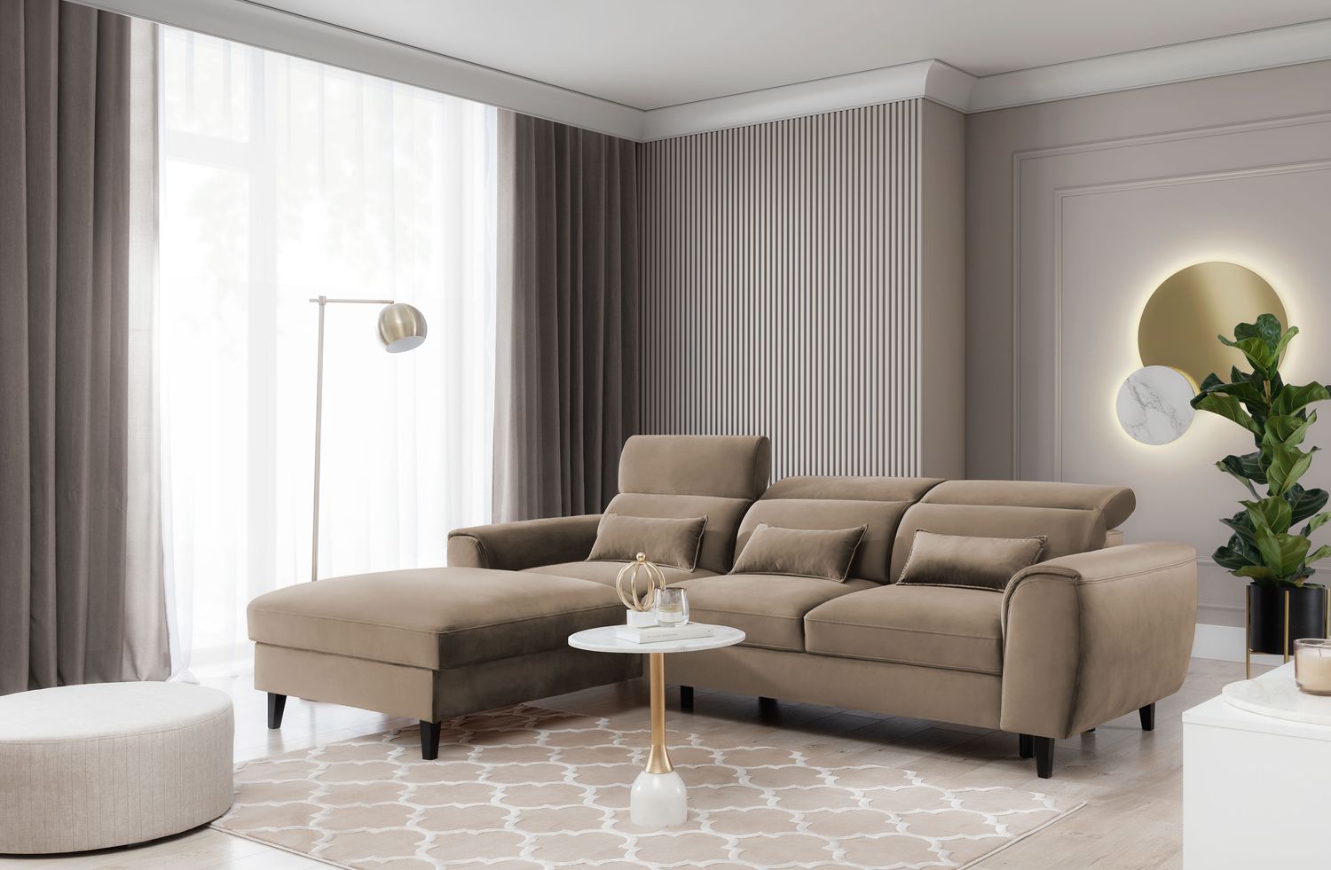Corner Sleeper Sofa Foble 3 | size: Width: 267cm, Height: 100cm, Depth: 196cm | color: Nube | image: 1 | variant: 1014485