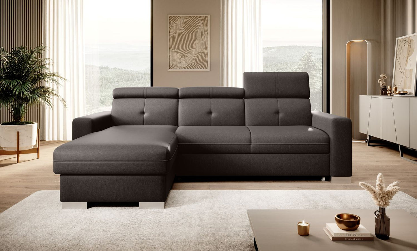 Corner Sleeper Sofa Fresia 20 | size: Width: 247cm, Height: 104cm, Depth: 176cm | color: Flores | image: 1 | variant: 1014524