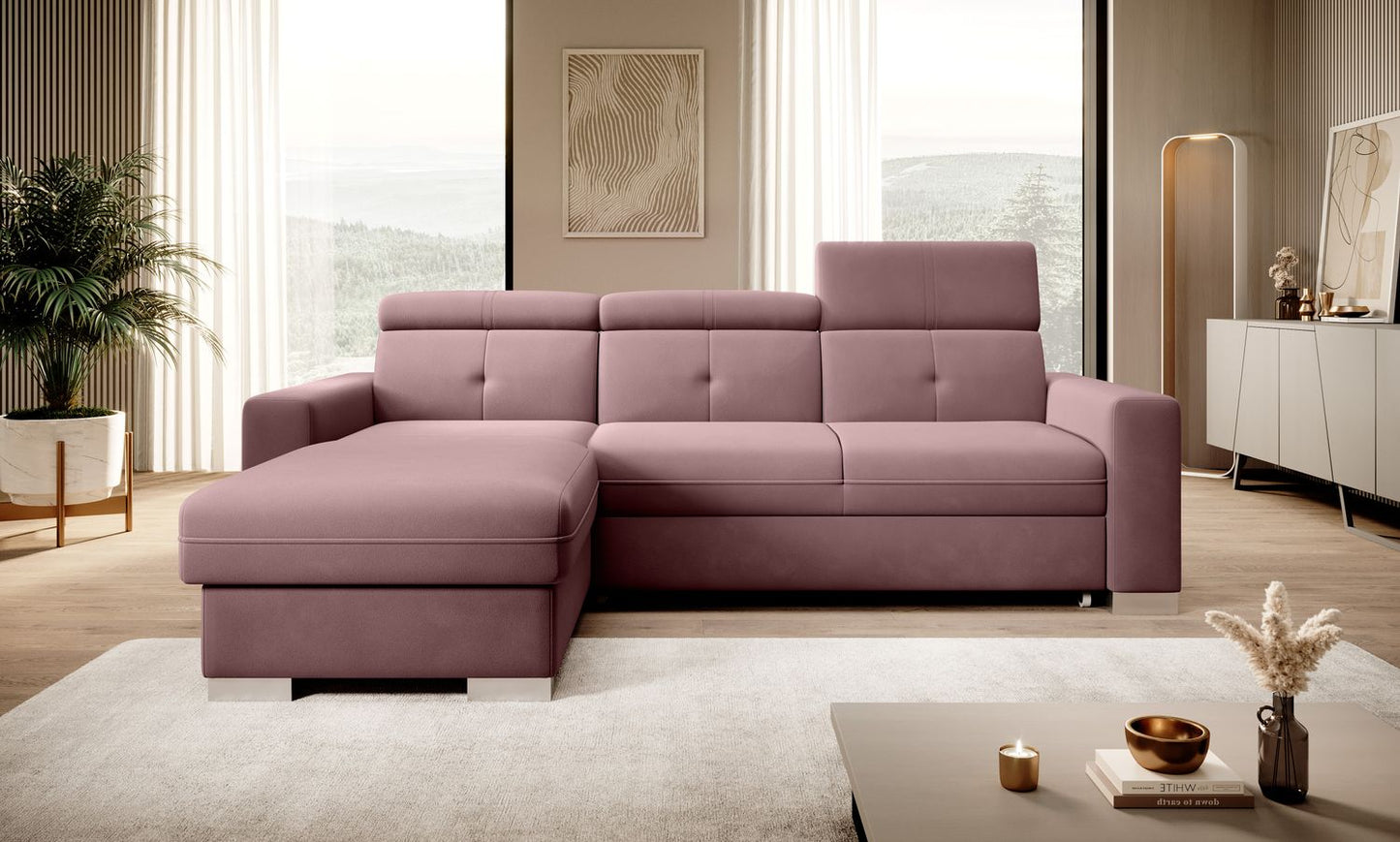 Corner Sleeper Sofa Fresia 25 | size: Width: 247cm, Height: 104cm, Depth: 176cm | color: Velvetmat | image: 1 | variant: 1014529