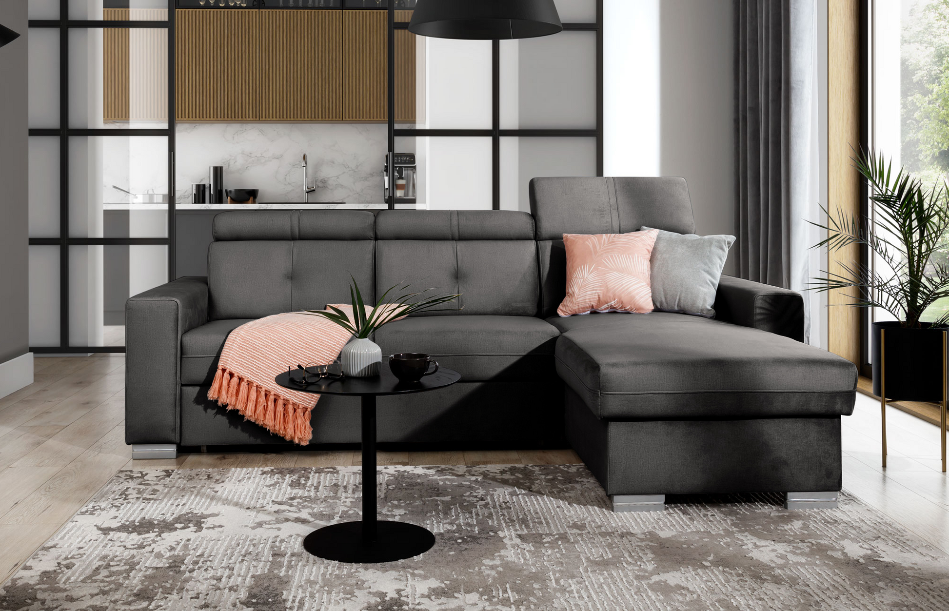 Corner Sleeper Sofa Fresia 50 | size: Width: 247cm, Height: 104cm, Depth: 176cm | color: Nube | image: 1 | variant: 1014554