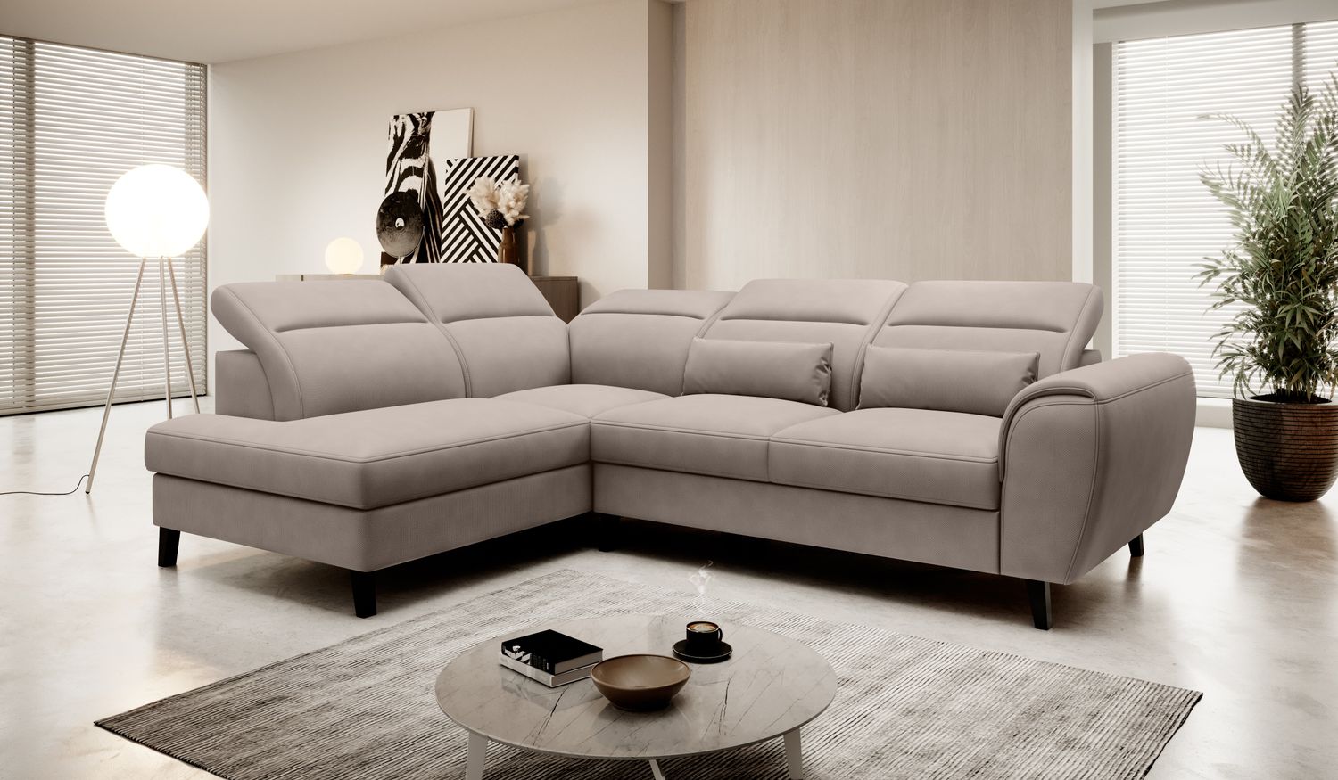 Corner Sleeper Sofa Gainsborough 15 | size: Width: 255cm, Height: 100cm, Depth: 201cm | color: Poco | image: 1 | variant: 1016012
