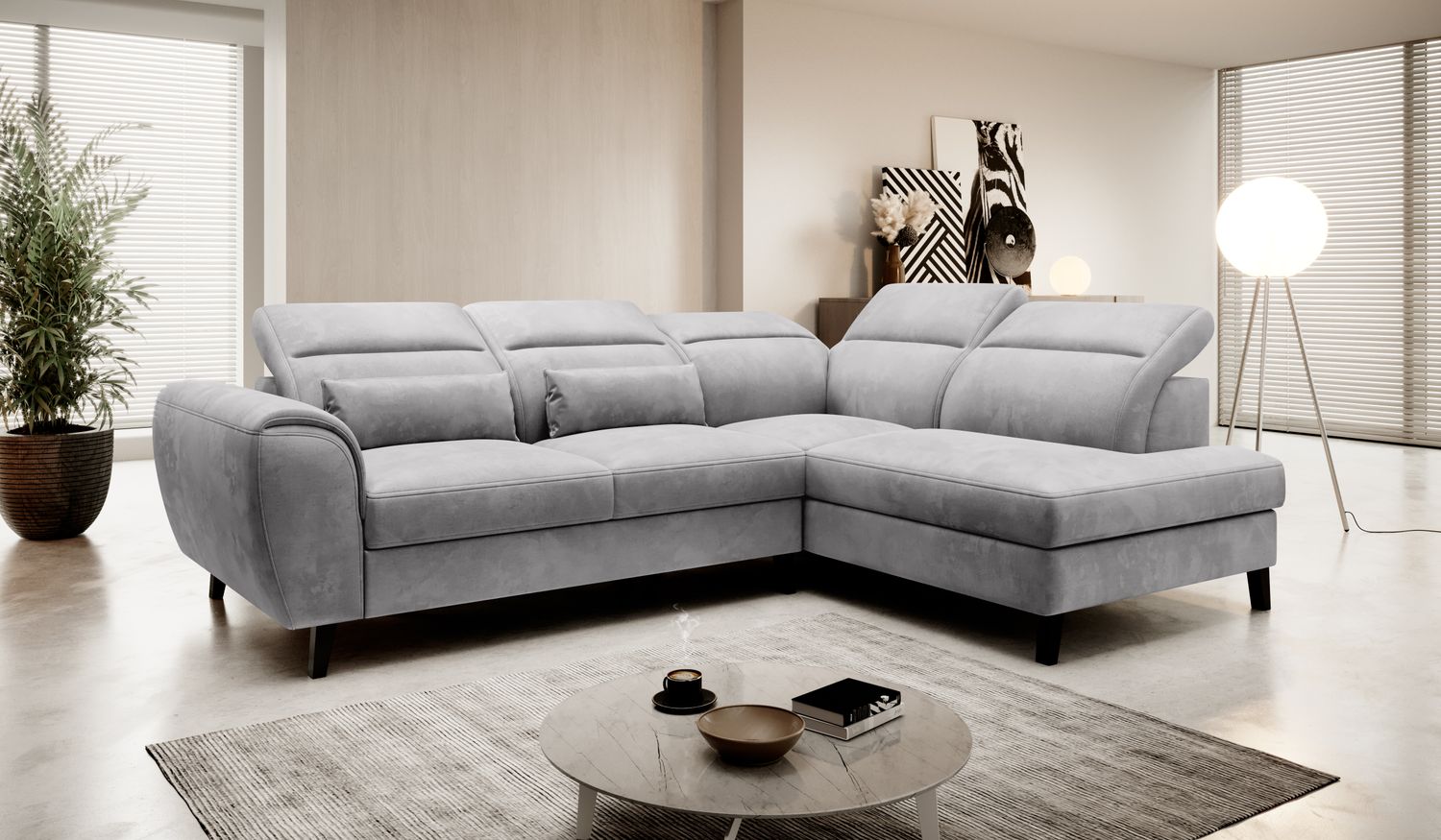 Corner Sleeper Sofa Gainsborough 44 | size: Width: 255cm, Height: 100cm, Depth: 201cm | color: Nube | image: 1 | variant: 1016041
