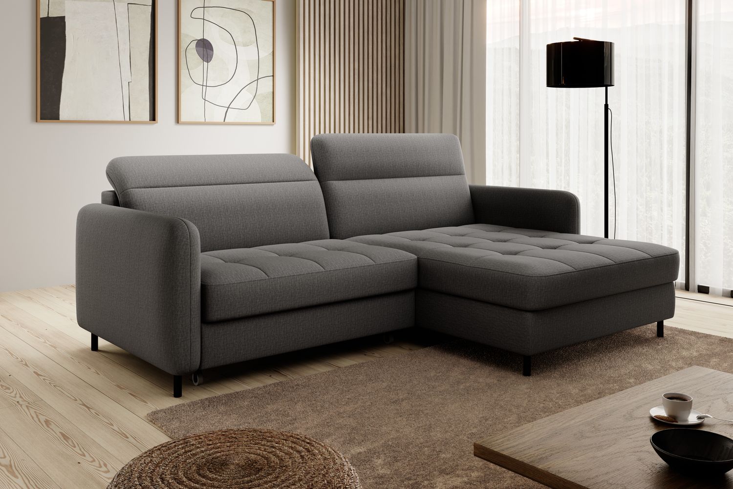 Corner Sleeper Sofa Gomsi 28 | size: Width: 228cm, Height: 100cm, Depth: 165cm | color: Manhattan | image: 1 | variant: 1014610