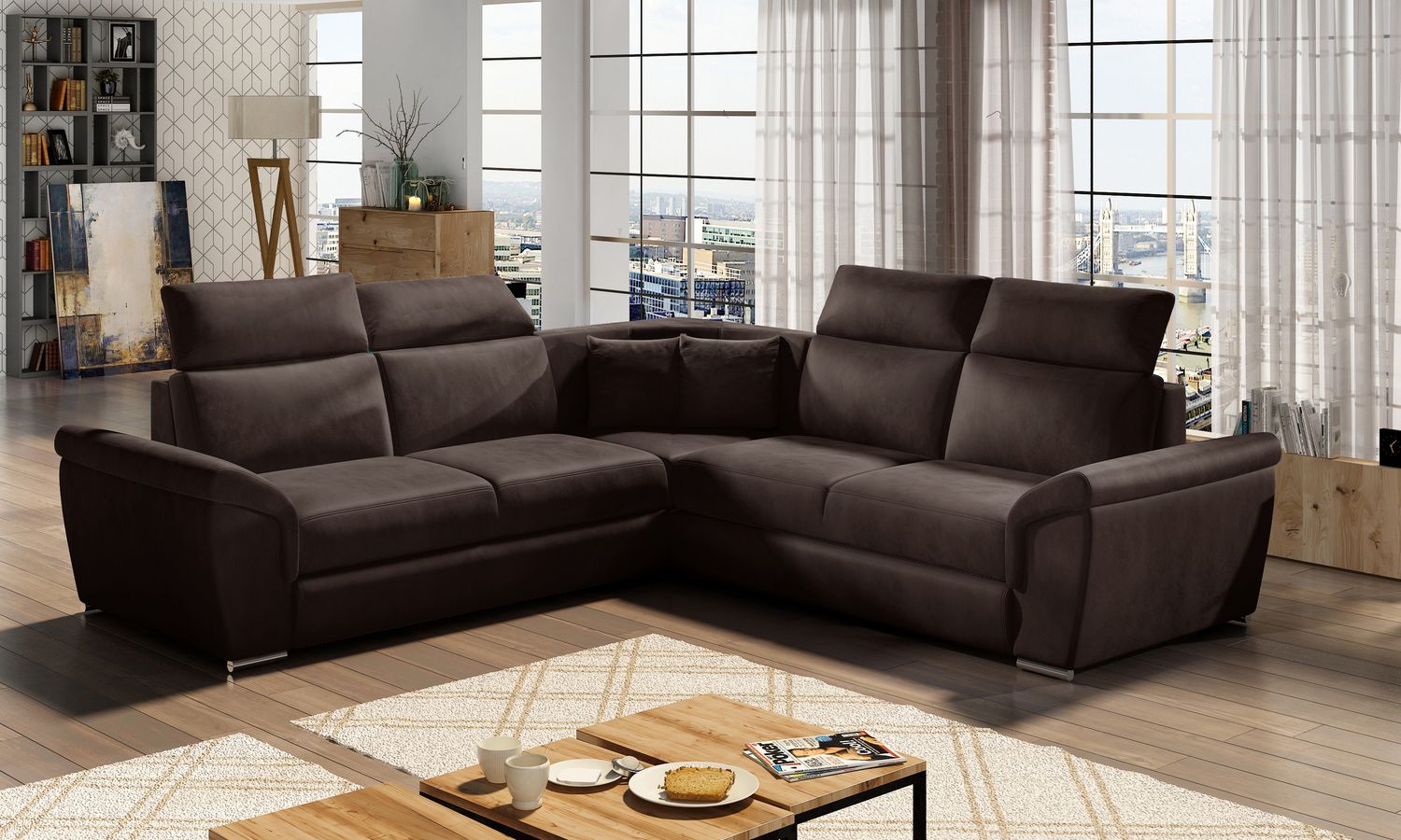 Corner Sleeper Sofa Grantham 24 | size: Width: 268cm, Height: 102cm, Depth: 268cm | color: Monolith | image: 1 | variant: 1016660