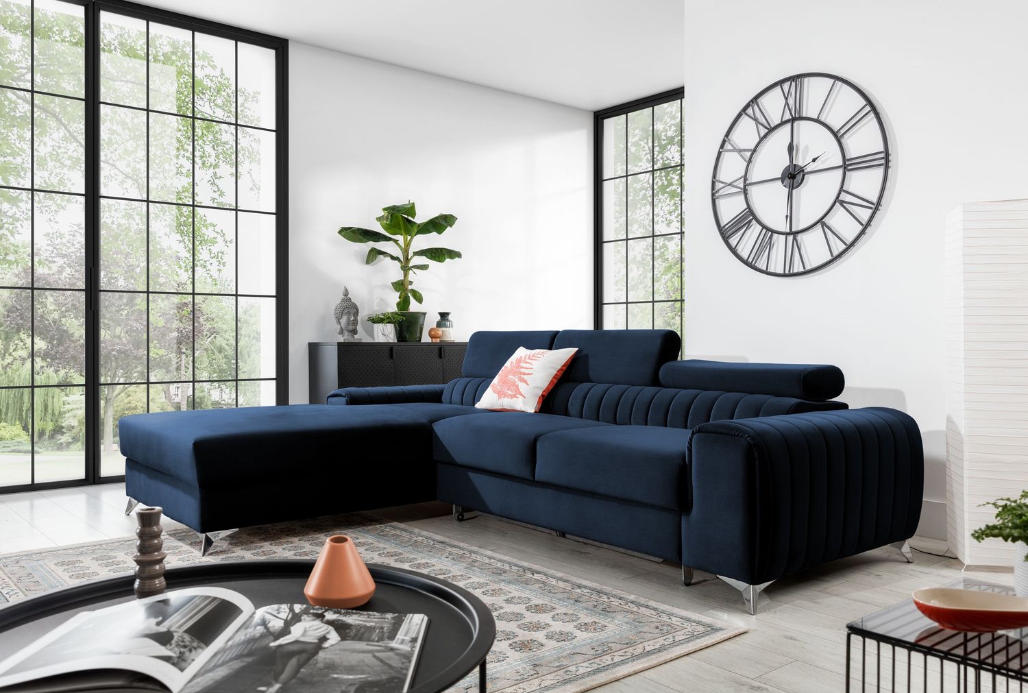 Corner Sleeper Sofa Grayson 25 | size: Width: 275cm, Height: 98cm, Depth: 205cm | color: Monolith | image: 1 | variant: 1014646