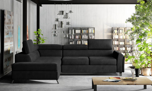 Corner Sleeper Sofa Hereford 3 | size: Width: 265cm, Height: 95cm, Depth: 200cm | color: Mat/Velvet | image: 1 | variant: 1016676