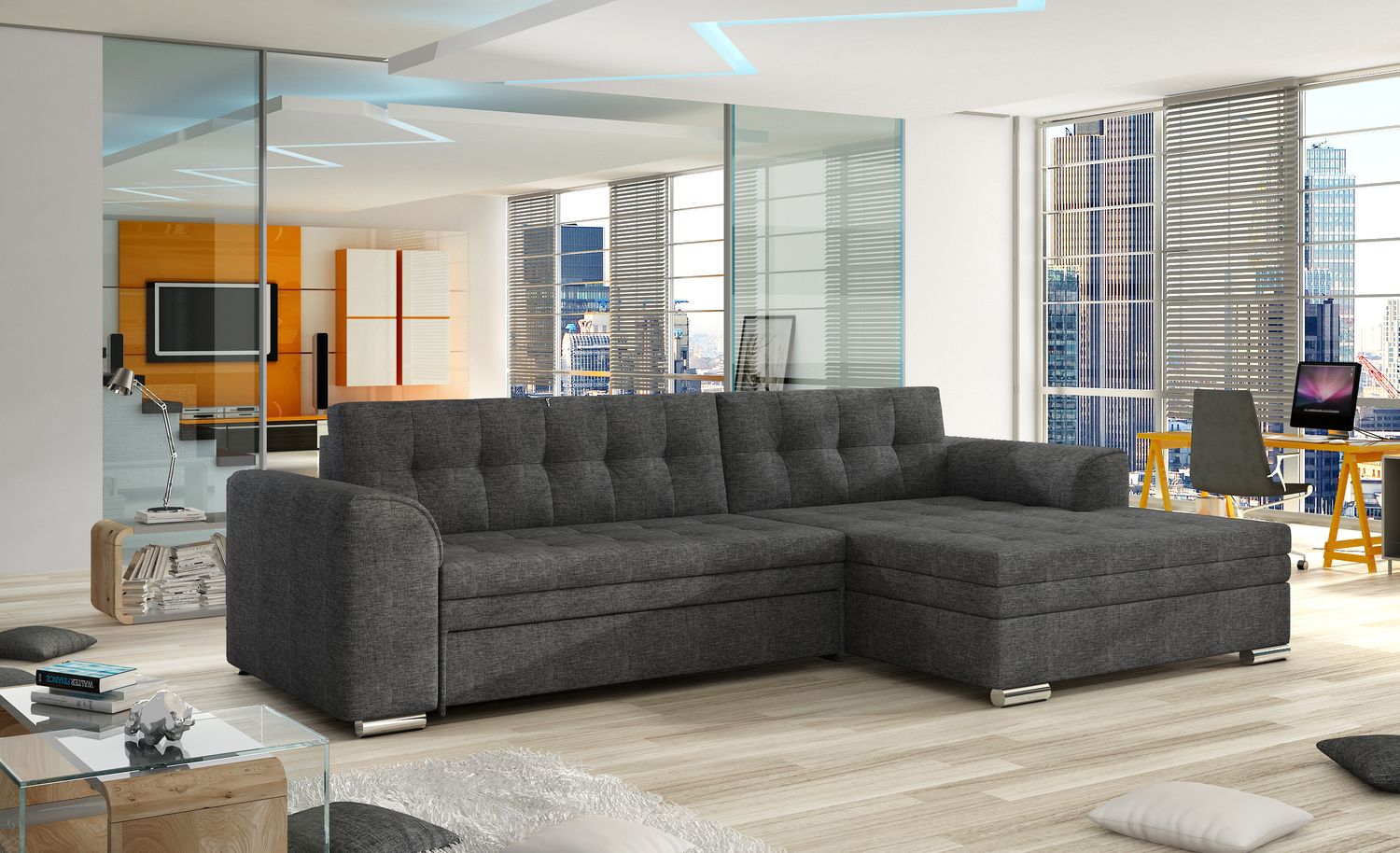 Corner Sleeper Sofa Hexham 16 | size: Width: 275cm, Height: 78cm, Depth: 165cm | color: Sawana | image: 1 | variant: 1015206