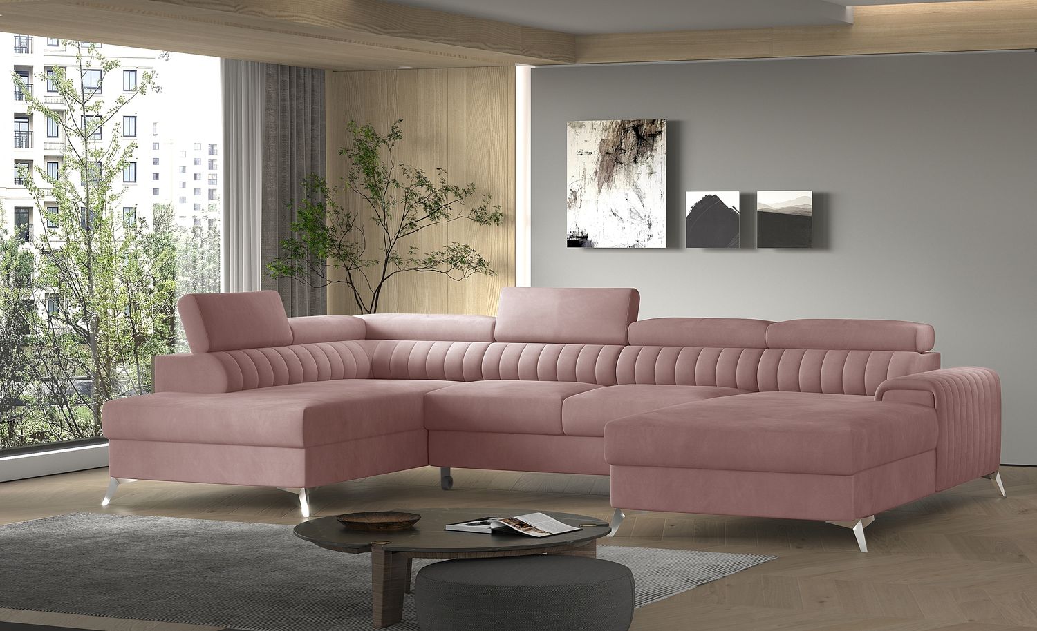 Corner Sleeper Sofa Lacante 13 | size: Width: 354cm, Height: 92cm, Depth: 202cm | color: Nube | image: 1 | variant: 1014730