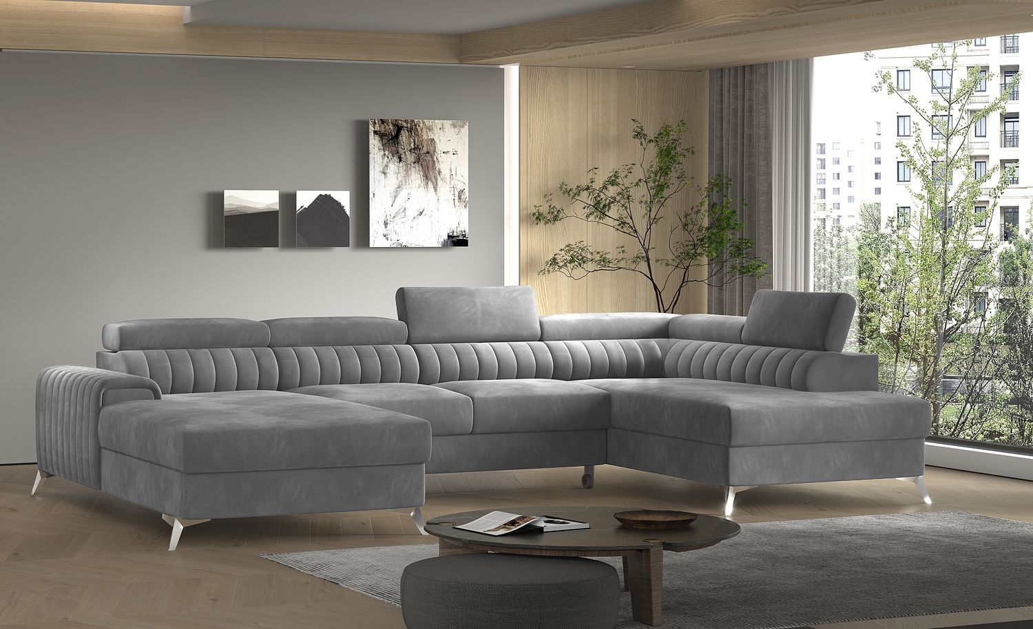 Corner Sleeper Sofa Lacante 22 | size: Width: 354cm, Height: 92cm, Depth: 202cm | color: Sola | image: 1 | variant: 1014739