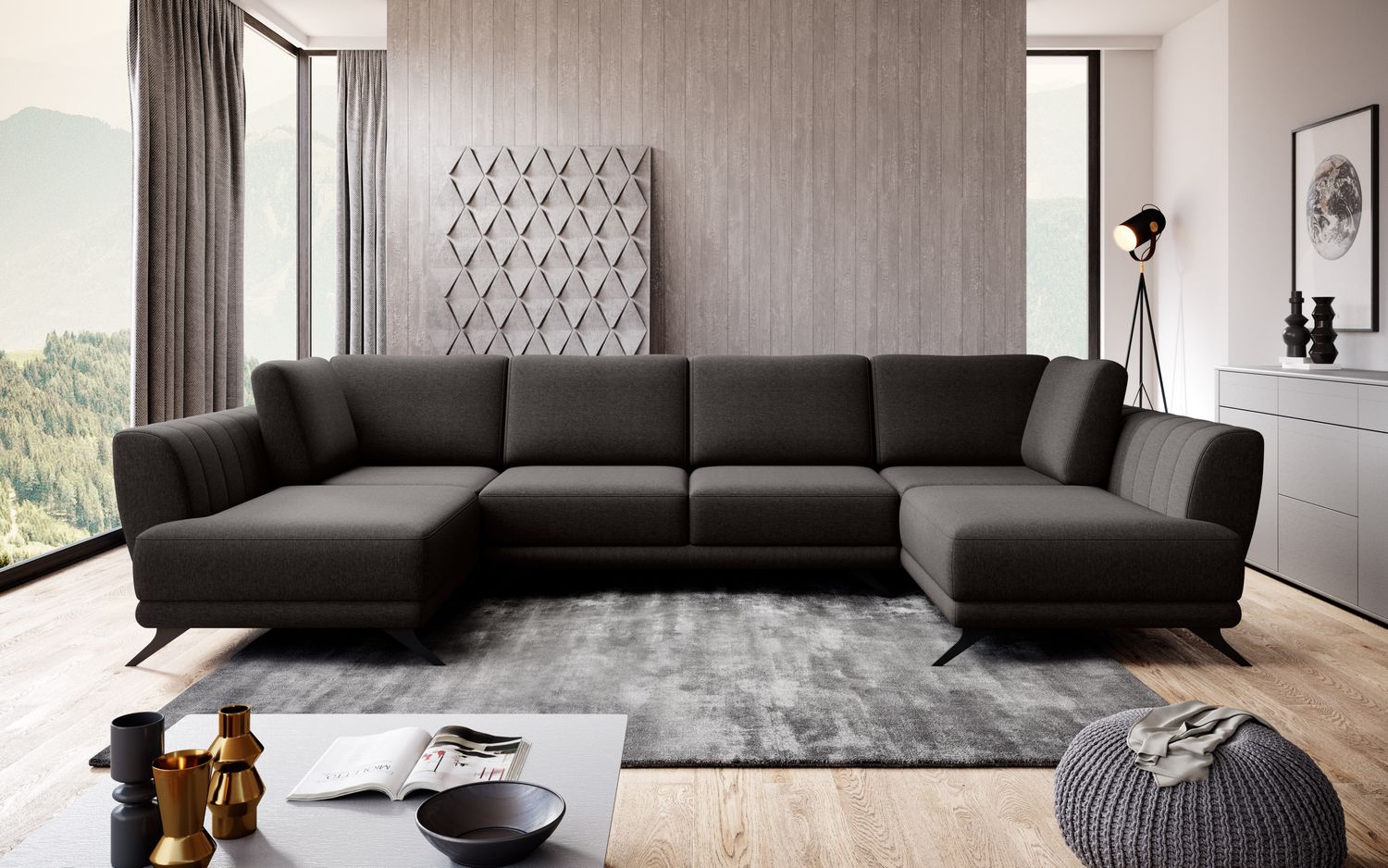 Corner Sleeper Sofa Larco 24 | size: Width: 362cm, Height: 90cm, Depth: 191cm | color: Flores | image: 1 | variant: 1014698