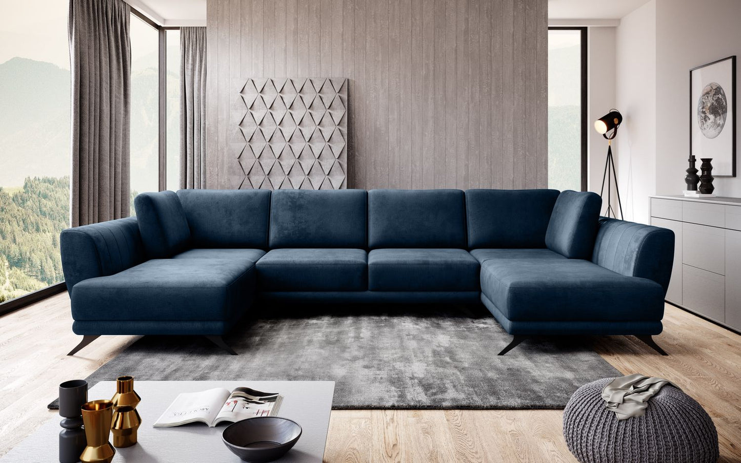 Corner Sleeper Sofa Larco 38 | size: Width: 362cm, Height: 90cm, Depth: 191cm | color: Nube | image: 1 | variant: 1014712