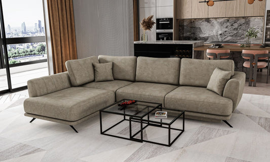 Corner Sleeper Sofa Larde 22 | size: Width: 276cm, Height: 90cm, Depth: 191cm | color: Leve | image: 1 | variant: 1014837