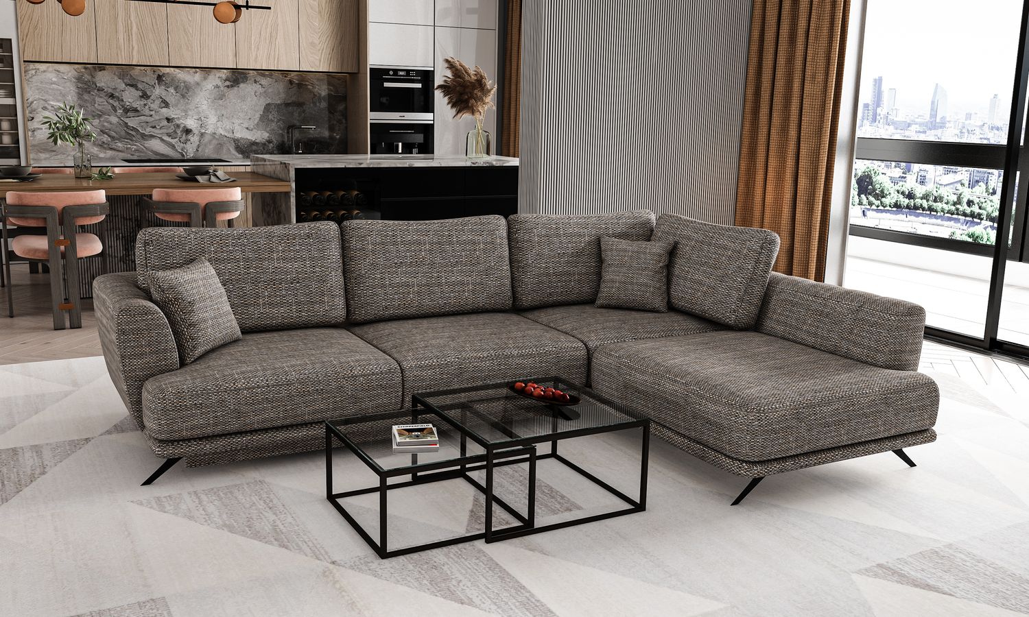 Corner Sleeper Sofa Larde 61 | size: Width: 276cm, Height: 90cm, Depth: 191cm | color: Marte | image: 1 | variant: 1014876